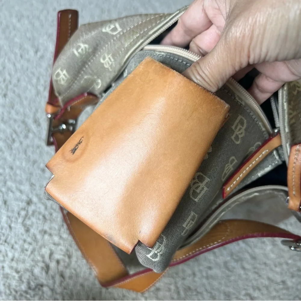 DOONEY AND BOURKE Monogram DB Canvas Shoulder Handbag Purse Bag - Picture 11 of 15